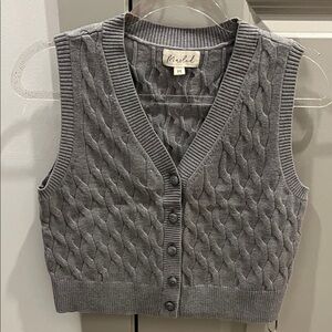 Marled Gray Cable Knit Sweater Vest